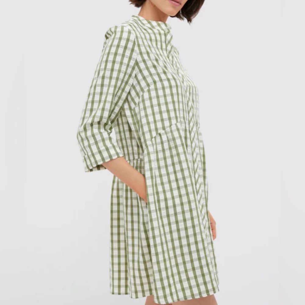 Tuckernuck Sage Seersucker Gingham Royal Shirt Dress- NWT size M - Picture 2 of 6